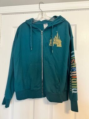 DISNEYLAND Resort The HAPPIEST PLACE ON EARTH teal Short zip HOODIE jacket